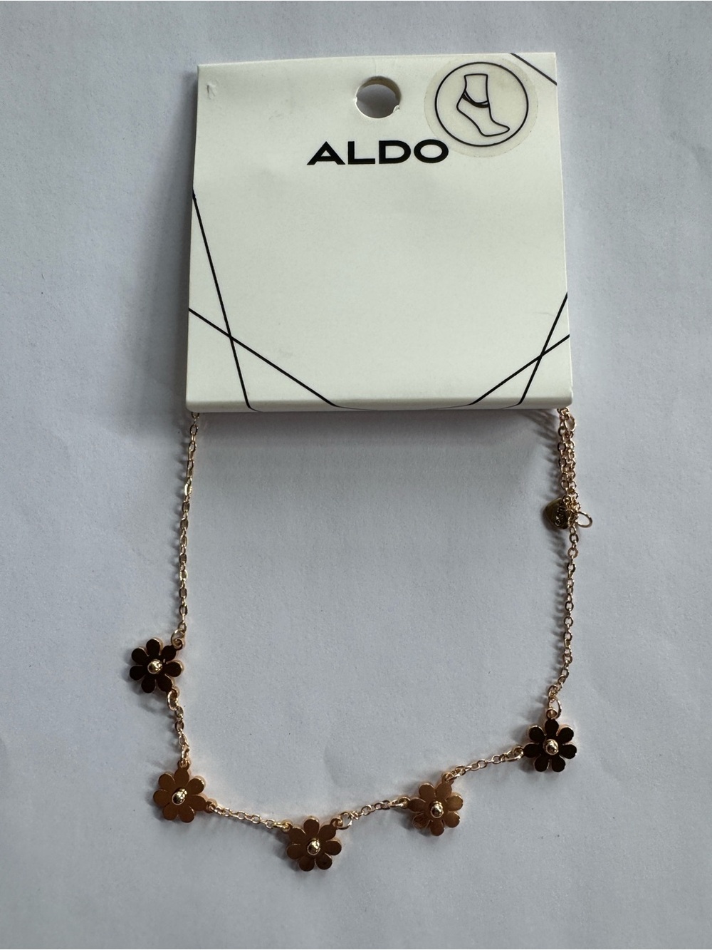 ALDO Gold Tone Daisy Anklet with Floral Charms